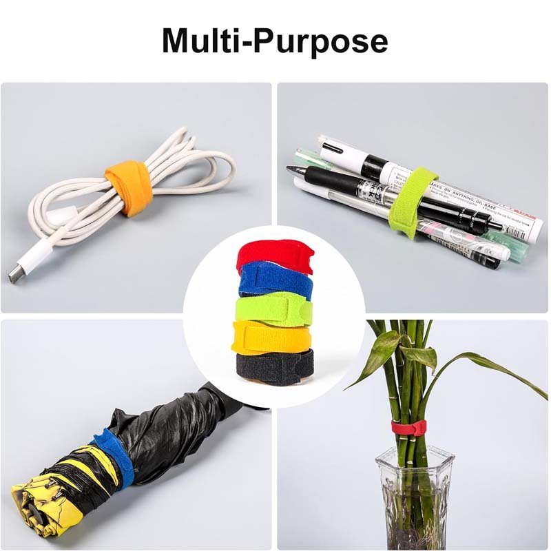 Colorful Easy Wrapping Usb Cable Tie Hook And Loop Fastening Strap With Custom Print