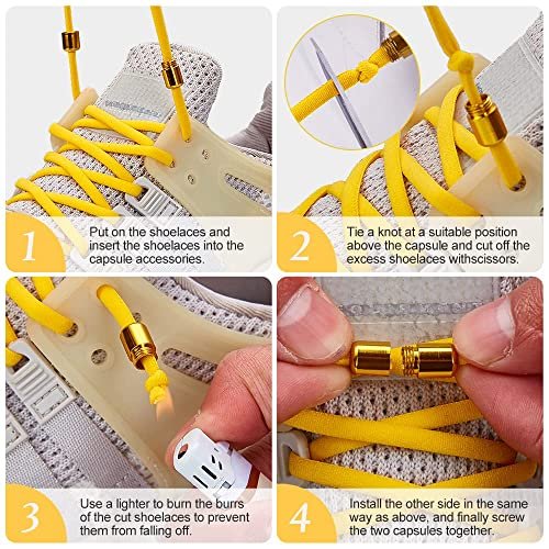 Elastic No Tie Shoe Laces Stretch Tieless Shoelaces for Adults and Kids Sneakers Shoe Strings RYTX