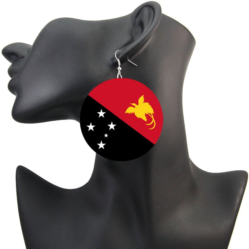 60 Models Papua New Guinea Flag Map Tie Clip Lapel Pin Ring Brooch Cuff Link Necklace Bracelet Earrings Key Chain Jewelry Set