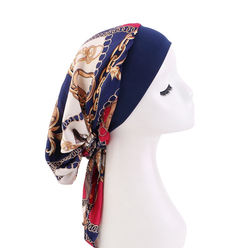 Beauty Pattern Printed Turban Fashion Ladies Silk Broad Floral Turban Satin Scarves Instant Turbans