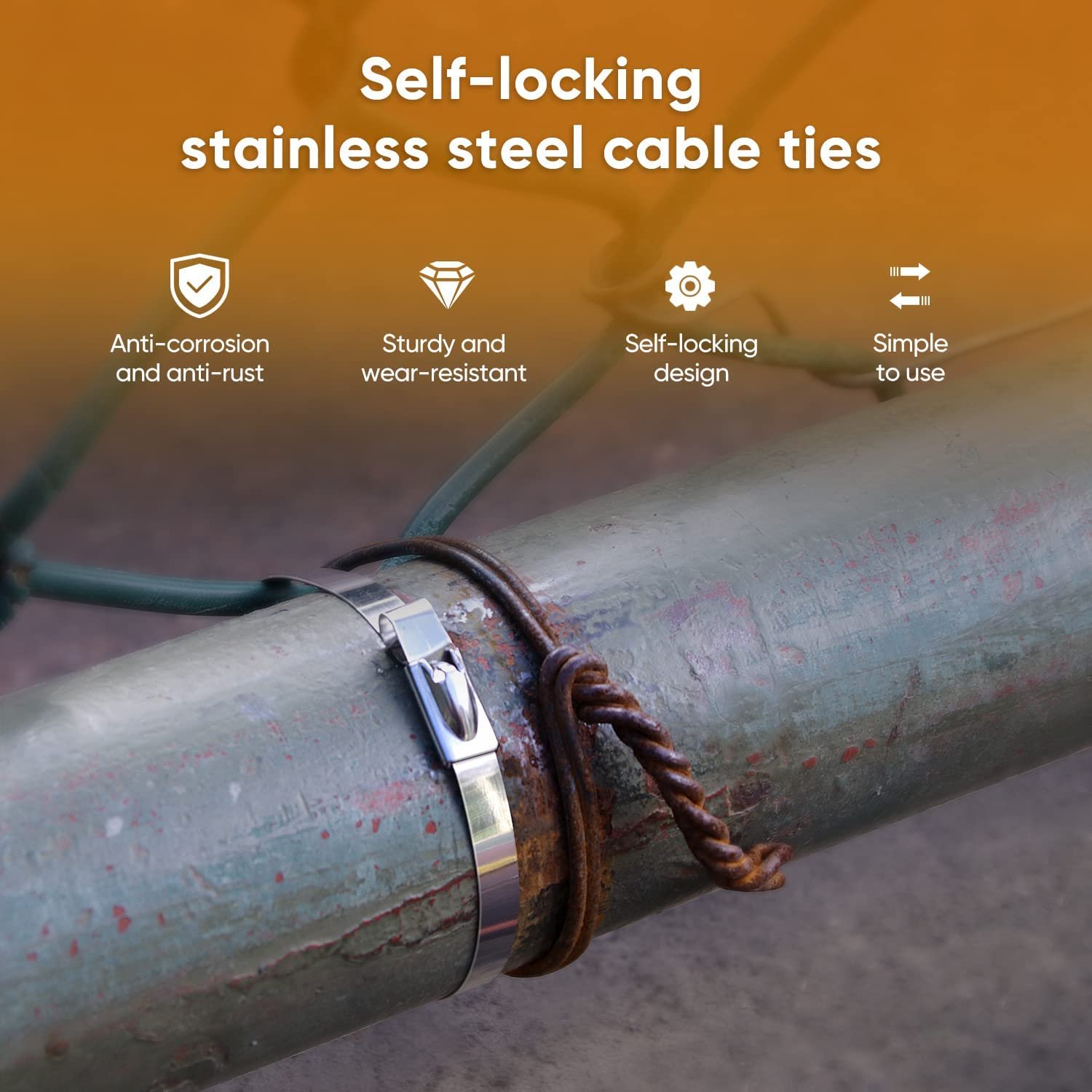 Jiaen Free Sample Stainless Steel Cable Ties High Wire Ties Quality 4.6*300mm SS304 SS316 Stainless Steel Zip Ties