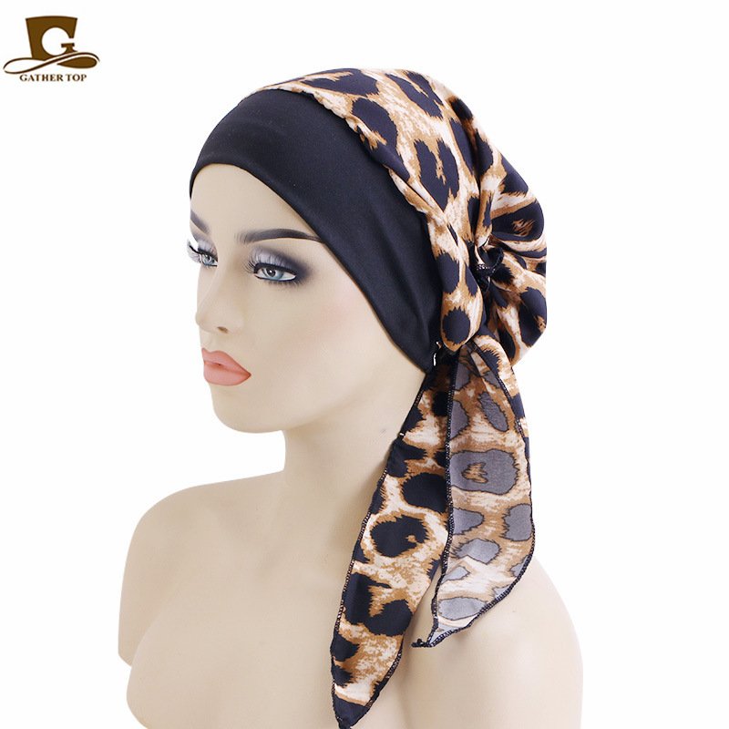 Daily Wear Hot Turban Scarf Fashion Design Satin Head Pre-Tied Scarf Turban For Women