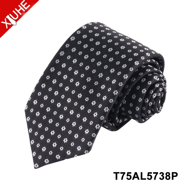 Solid Color Neck Tie Formal Design Black Business Necktie Woven Custom Polyester Mens Ties