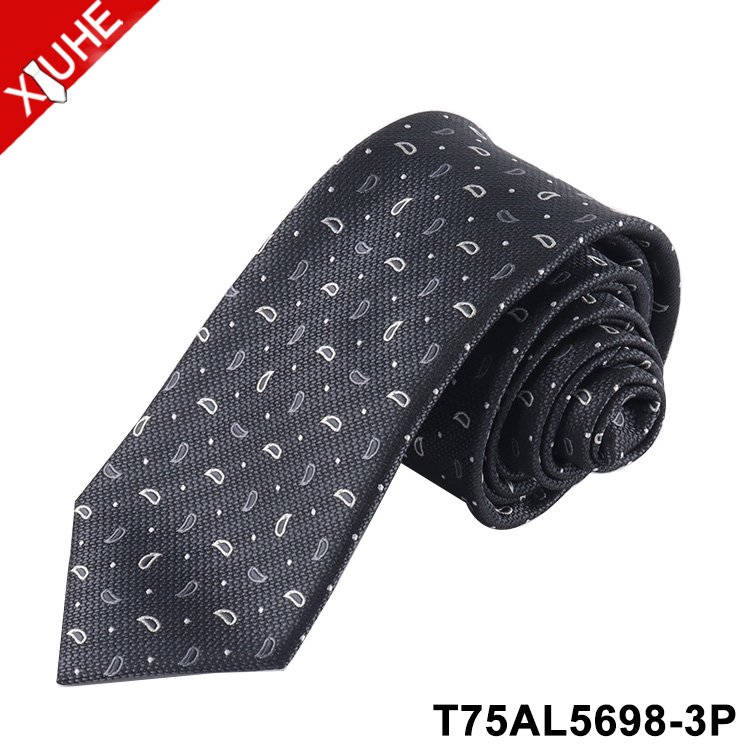 Solid Color Neck Tie Formal Design Black Business Necktie Woven Custom Polyester Mens Ties