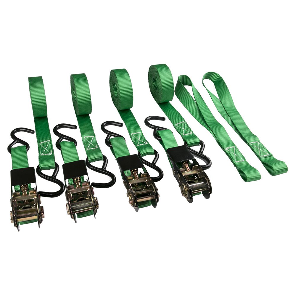 OEM 4 pack of 1 inch custom printed polyester webbing ratchet lashing straps with coated S hook