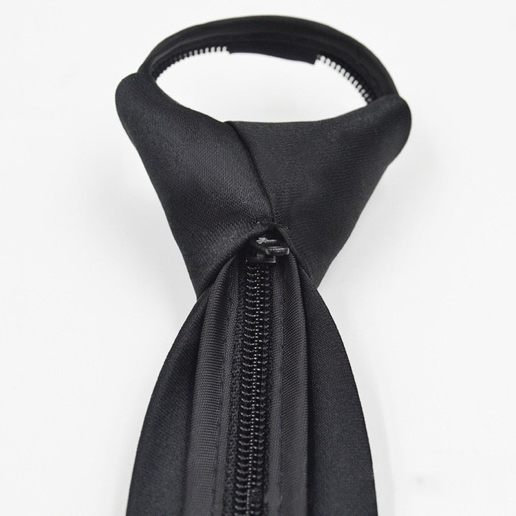 Wholesale Cheap Necktie for Office Graduation School Uniforms Men Solid Color Zipper Tie Pre-tied Adjustable Zipper Neck Ties