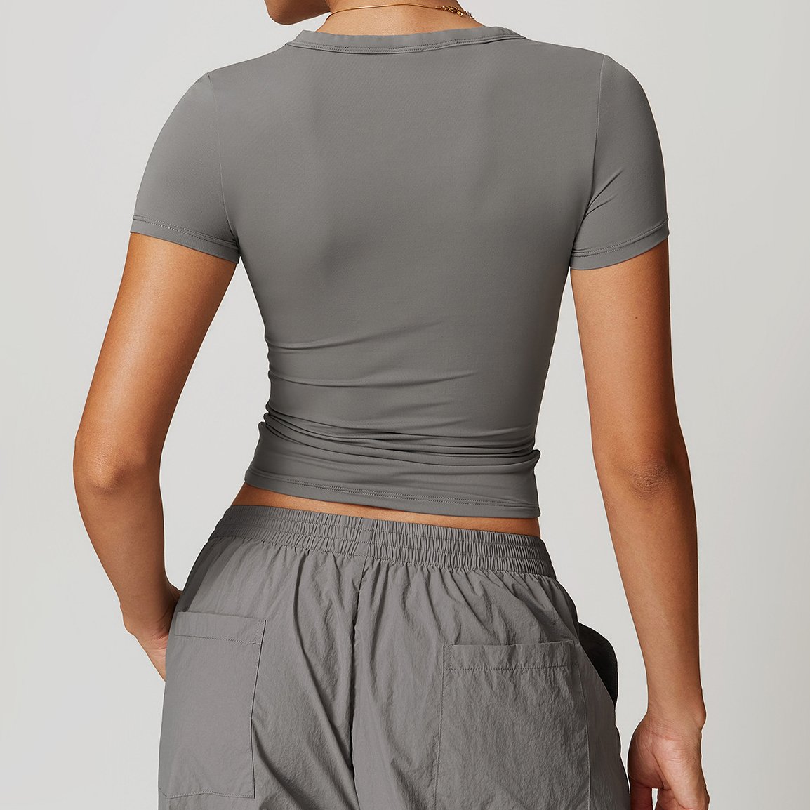 Women's Comfort V Neck Fitness T Shirt Short Sleeve Compression Stretchy Seamless Cotton Lightweight Tie Dye Single Piece