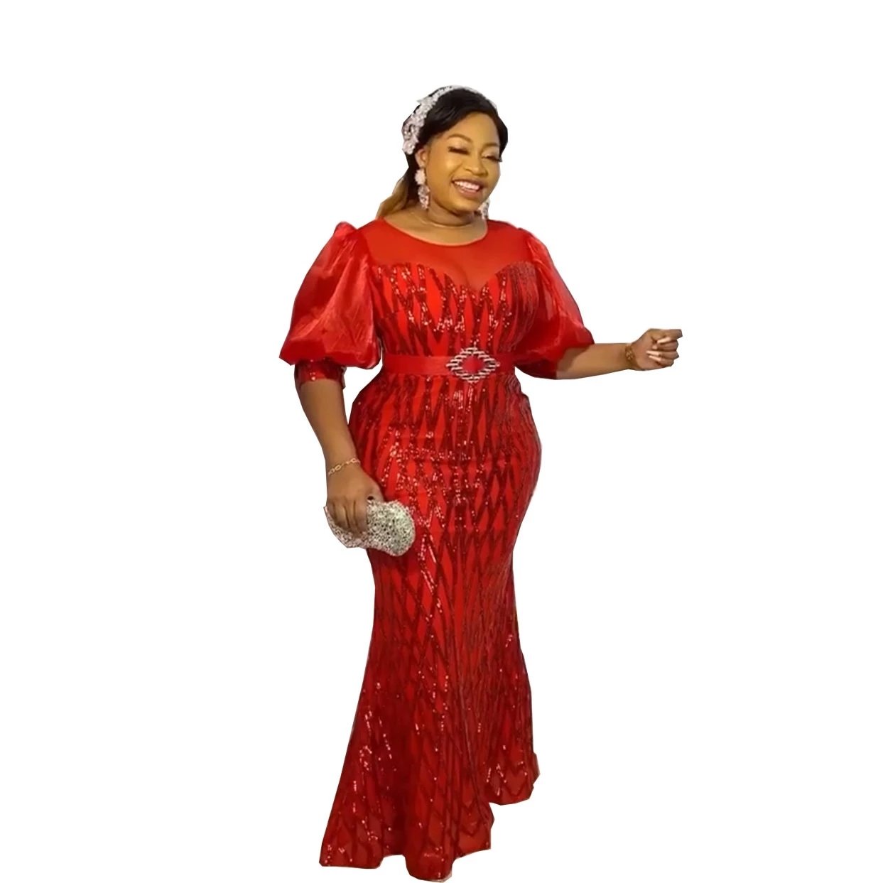 African Fashion Women Sequin Dress Summer Mesh Evening Long Dresses Slim Bodycon Gowns for Party Sexy Ladys Clothes