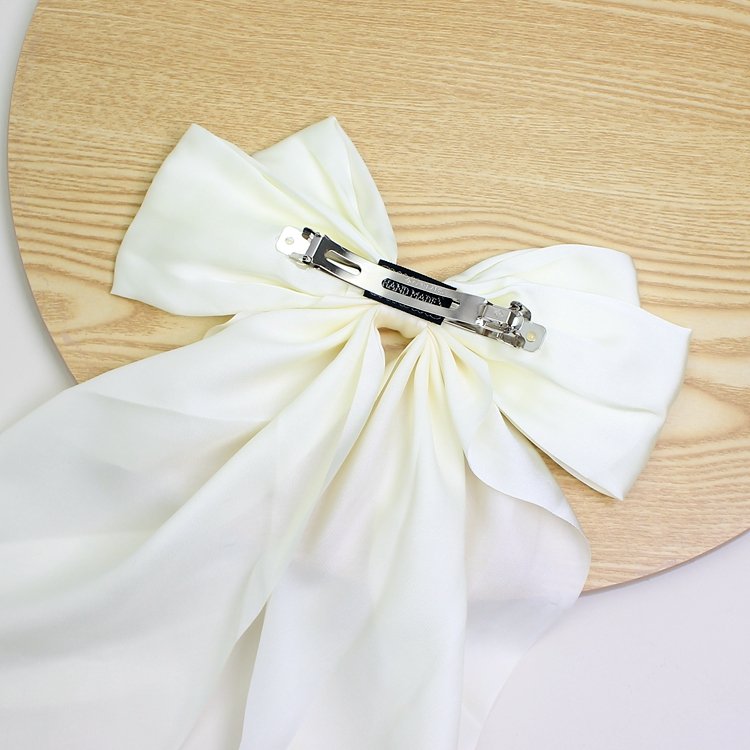 Luxury Elegant Silk Fabric Long Bow Girls Hair Clips Accessories Bowknot Ribbon Hairpin Pink Bow Hairgrips For Women