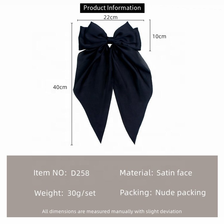 Luxury Elegant Silk Fabric Long Bow Girls Hair Clips Accessories Bowknot Ribbon Hairpin Pink Bow Hairgrips For Women