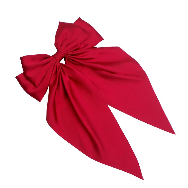 Luxury Elegant Silk Fabric Long Bow Girls Hair Clips Accessories Bowknot Ribbon Hairpin Pink Bow Hairgrips For Women