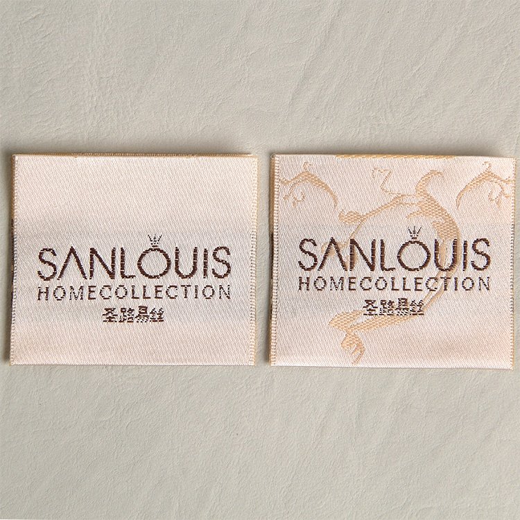 Brown silk damask woven label and weaving tag for wool tie hat silk scarf