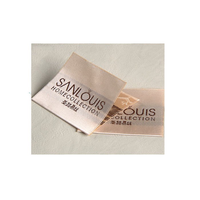 Brown silk damask woven label and weaving tag for wool tie hat silk scarf