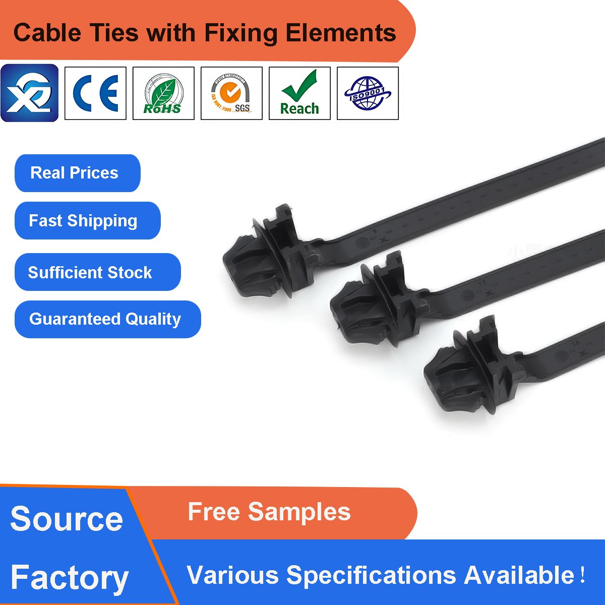 7*165mm Beyond Conventional: Push Mount Cable Zip Ties with Arrowhead for Oval Fastening Perfection