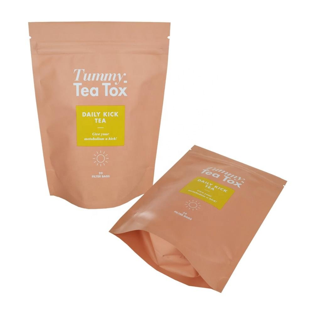 Customized printed aluminum foil plastic ziplock loose leaf herb tea pouch custom tea packaging