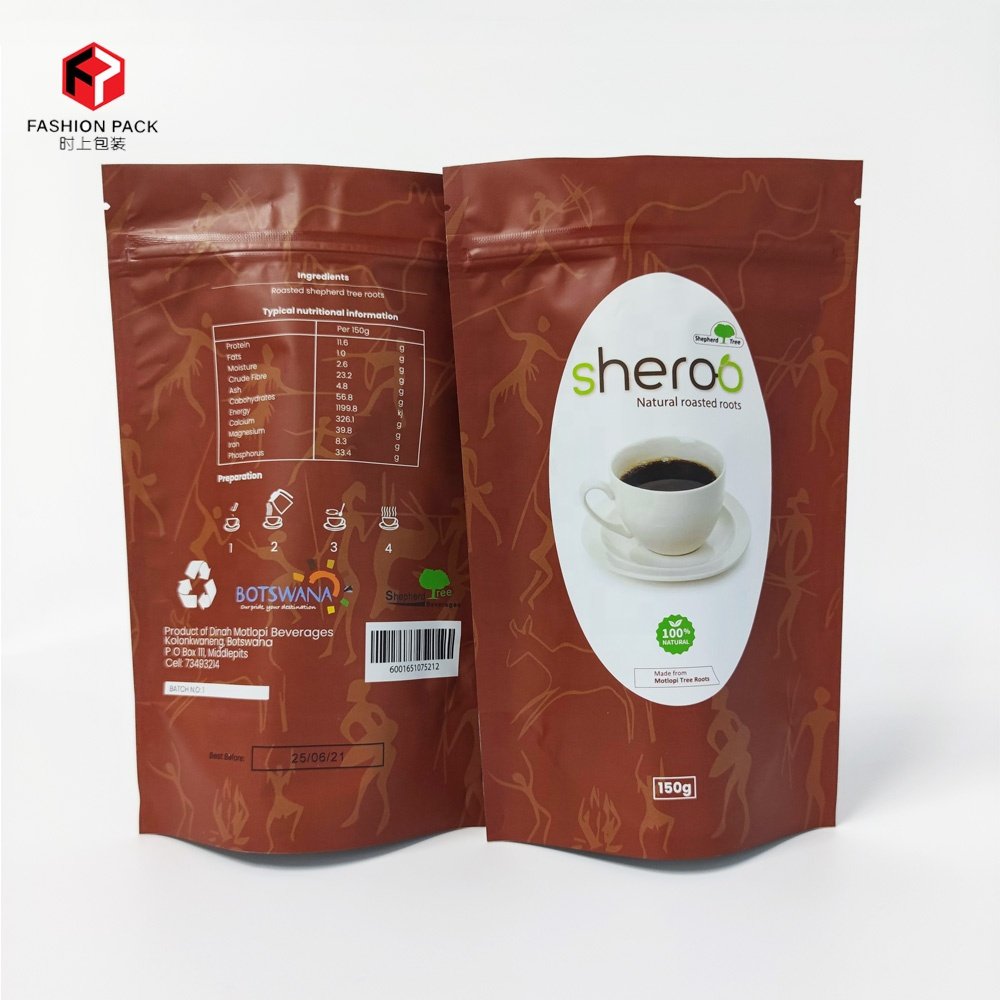 Customized printed aluminum foil plastic ziplock loose leaf herb tea pouch custom tea packaging