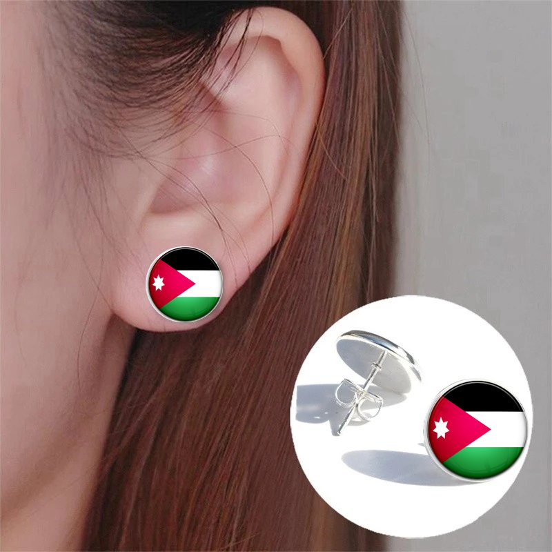 80 Models Jordan Flag Map Tie Clip Lapel Pin Ring Brooch Cuff Link Necklace Bracelet Earrings Key Chain Jordanian Jewelry Set