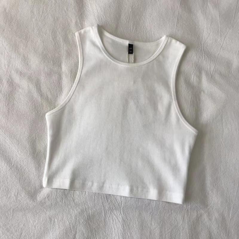 Support Custom cropped tank top Women's High Waist Slim Inside T-shirt Women's Elastic Short Sleeveless Bottom Shirt girl