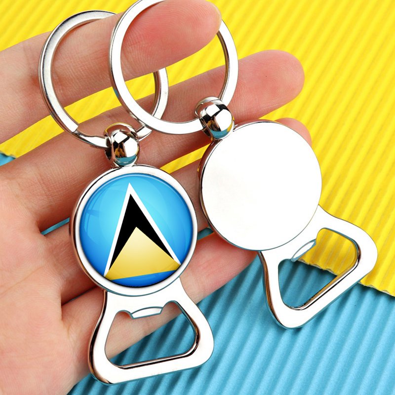 80 Model Caribbean Saint Lucia Flag Map Tie Clip Pin Ring Brooch Cuff Link Necklace Bracelet Earrings Key Chain Jewelry Set