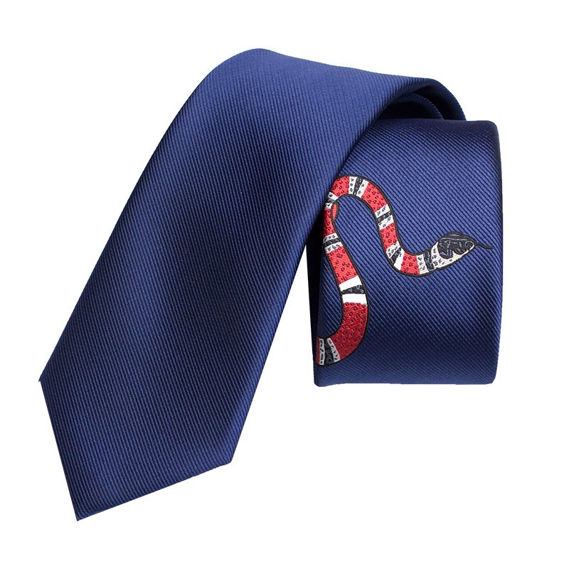 Famous Brand Letter G Men's Tie High Quality Embroidered Personality Snake Tie Designer Tie Collection Business Suit Decorations