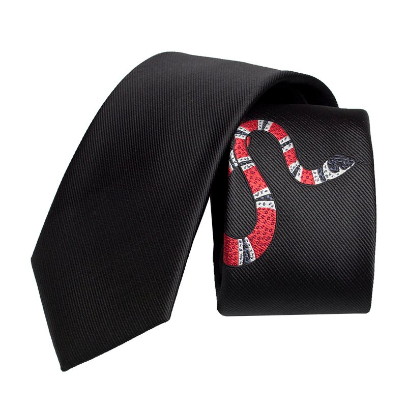 Famous Brand Letter G Men's Tie High Quality Embroidered Personality Snake Tie Designer Tie Collection Business Suit Decorations