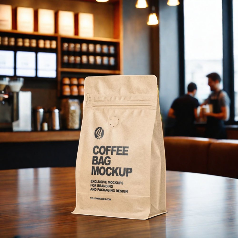 AT PACK Digital Print LOQ MOQ 250g 500g 1KG Kraft Paper Packaging For Coffee Flat Bottom Coffee Bags With Valve and Zipper