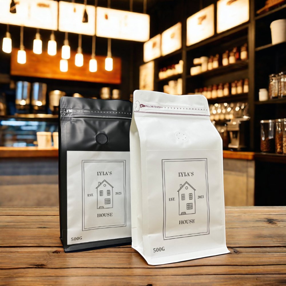 AT PACK Digital Print LOQ MOQ 250g 500g 1KG Kraft Paper Packaging For Coffee Flat Bottom Coffee Bags With Valve and Zipper
