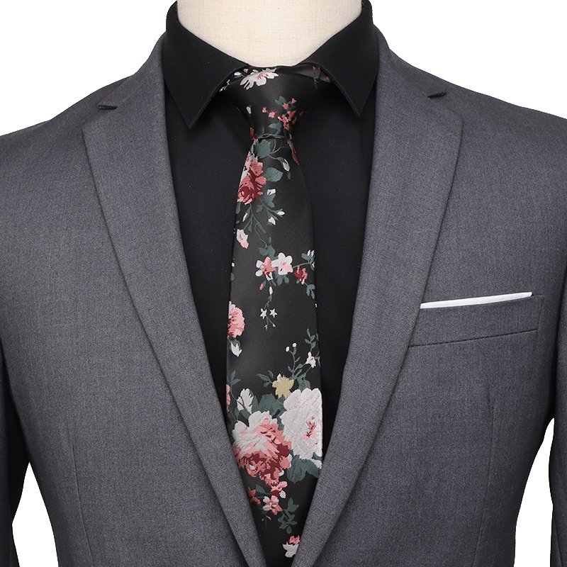 Newest 7cm Adjustable Men Neck Ties Classic Floral Printed Groom Men Polyester Neckties