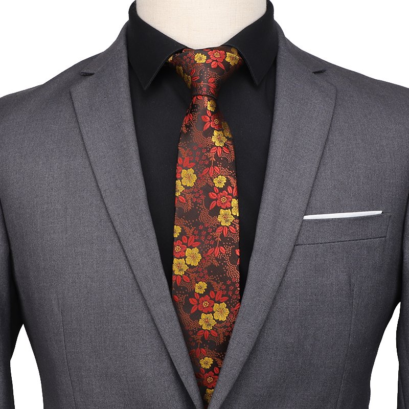 Newest 7cm Adjustable Men Neck Ties Classic Floral Printed Groom Men Polyester Neckties