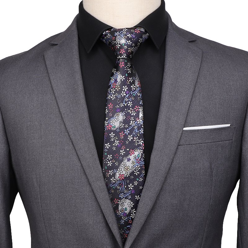 Newest 7cm Adjustable Men Neck Ties Classic Floral Printed Groom Men Polyester Neckties