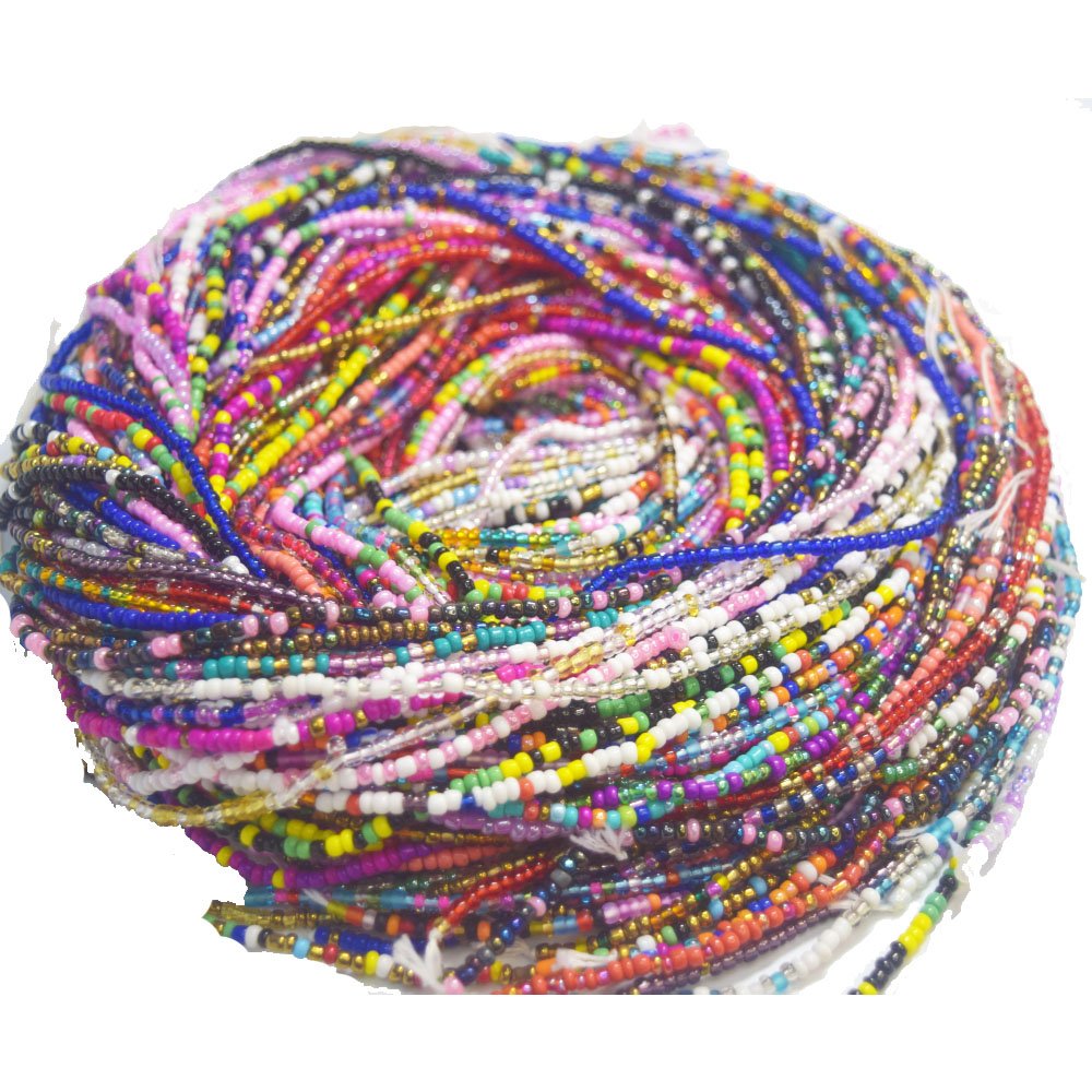69 colors African adjustable Ladies weight loss plus size double cotton strings body belly chain jewelry tie on waist beads