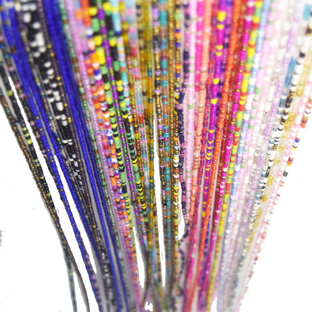 69 colors African adjustable Ladies weight loss plus size double cotton strings body belly chain jewelry tie on waist beads