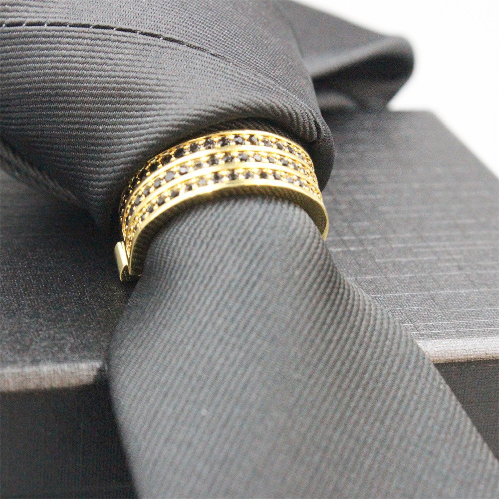 2024 new boyi The latest men's formal high-grade zircon micro inset tie buckle fixed ring tie clip fashion accessories for men