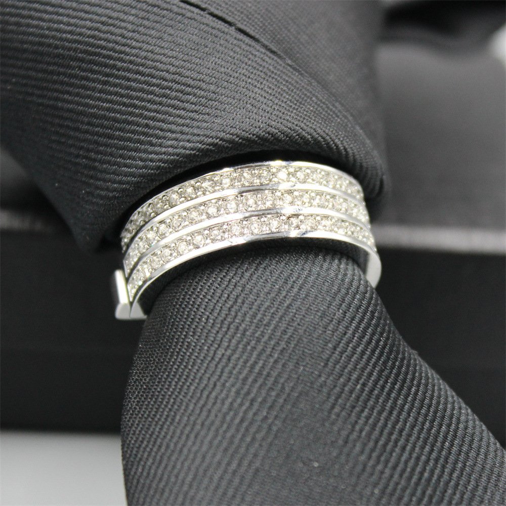 2024 new boyi The latest men's formal high-grade zircon micro inset tie buckle fixed ring tie clip fashion accessories for men
