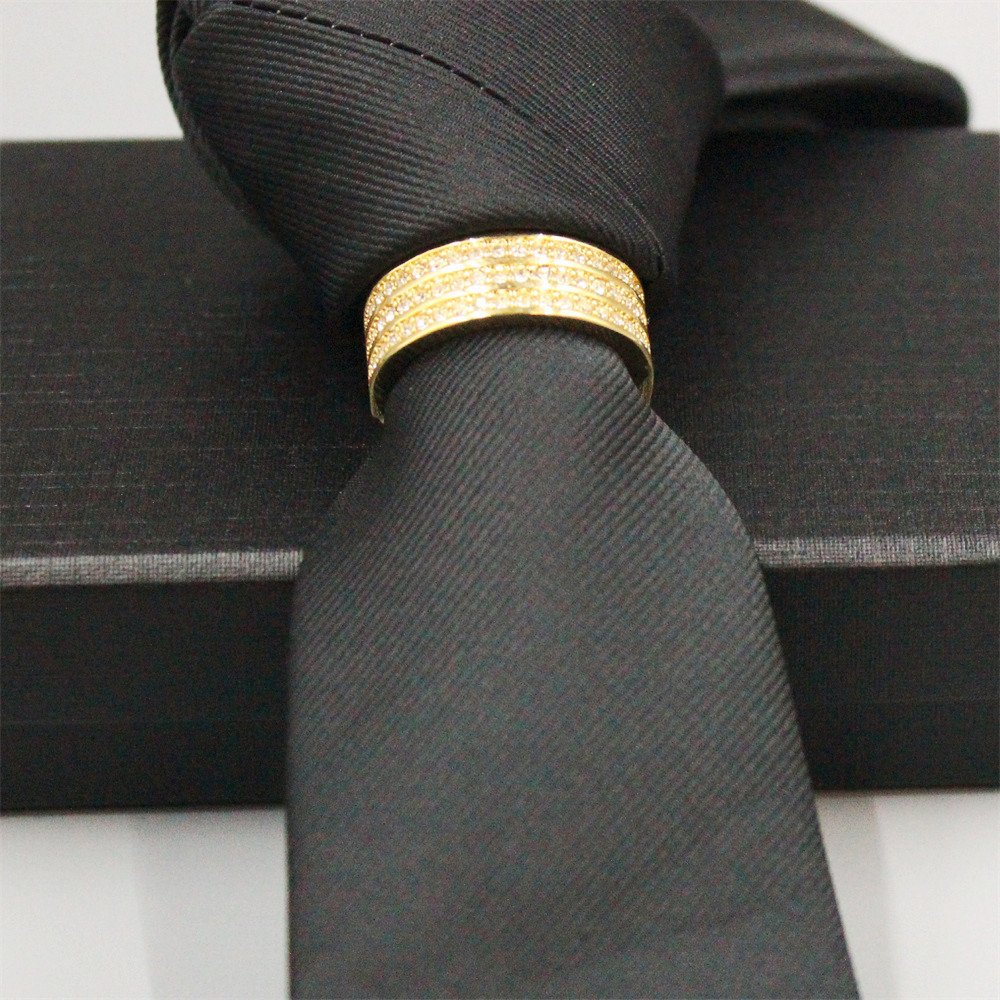 2024 new boyi The latest men's formal high-grade zircon micro inset tie buckle fixed ring tie clip fashion accessories for men