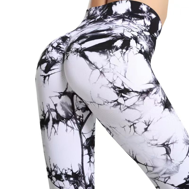 Women Girls High Waist Scrunch Butt Booty Fitness Marble Tie Dye Seamless Yoga Leggings Wholesale