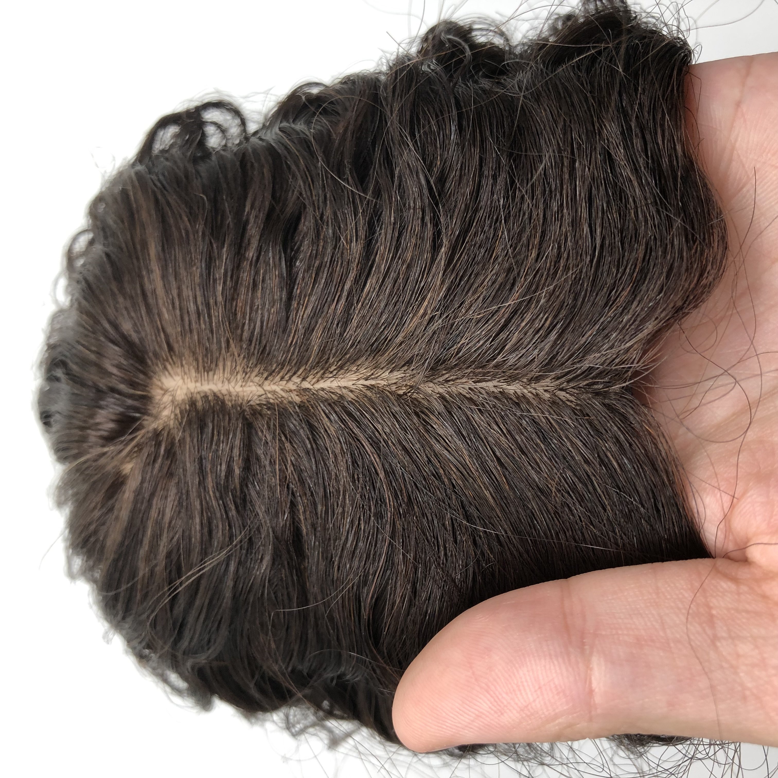 Custom Natural Hairline Silk Base Mesh Base Women Toupee Human Hair
