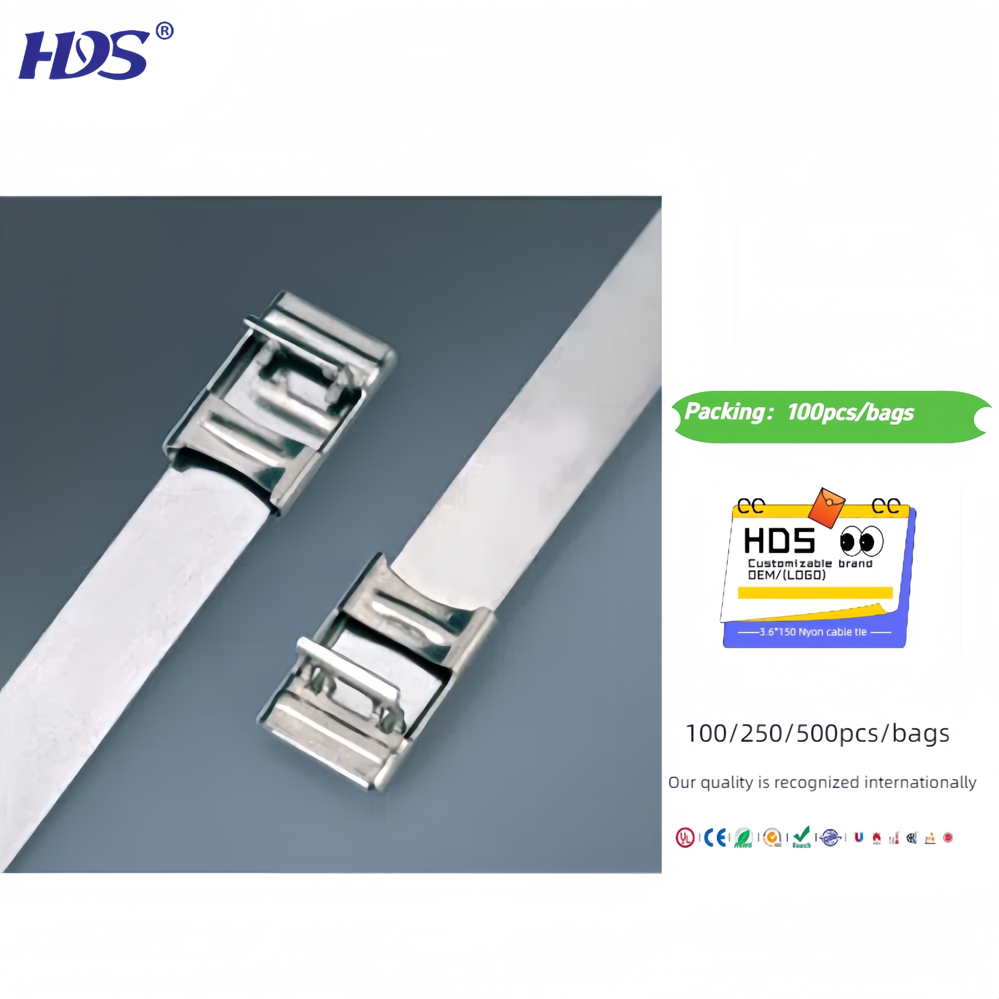 HDS UL Stainless Steel Strapping Plastic Manufacturer Cable Zip Multifunctional Color Cable Bundle Ties