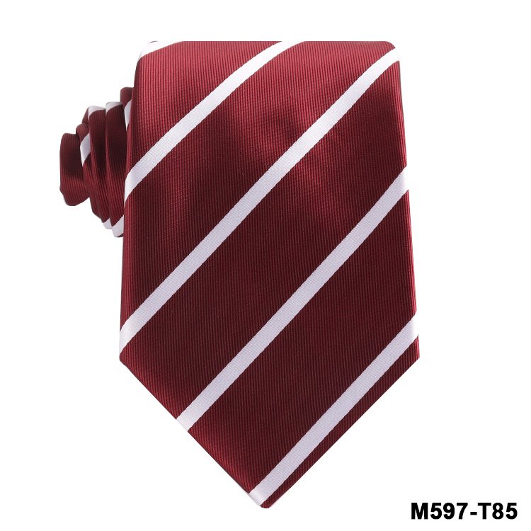 Classic Design Ties Black Solid Red Woven Necktie Custom Polyester Striped Mens Tie