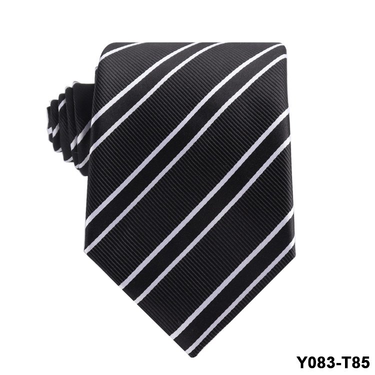 Classic Design Ties Black Solid Red Woven Necktie Custom Polyester Striped Mens Tie