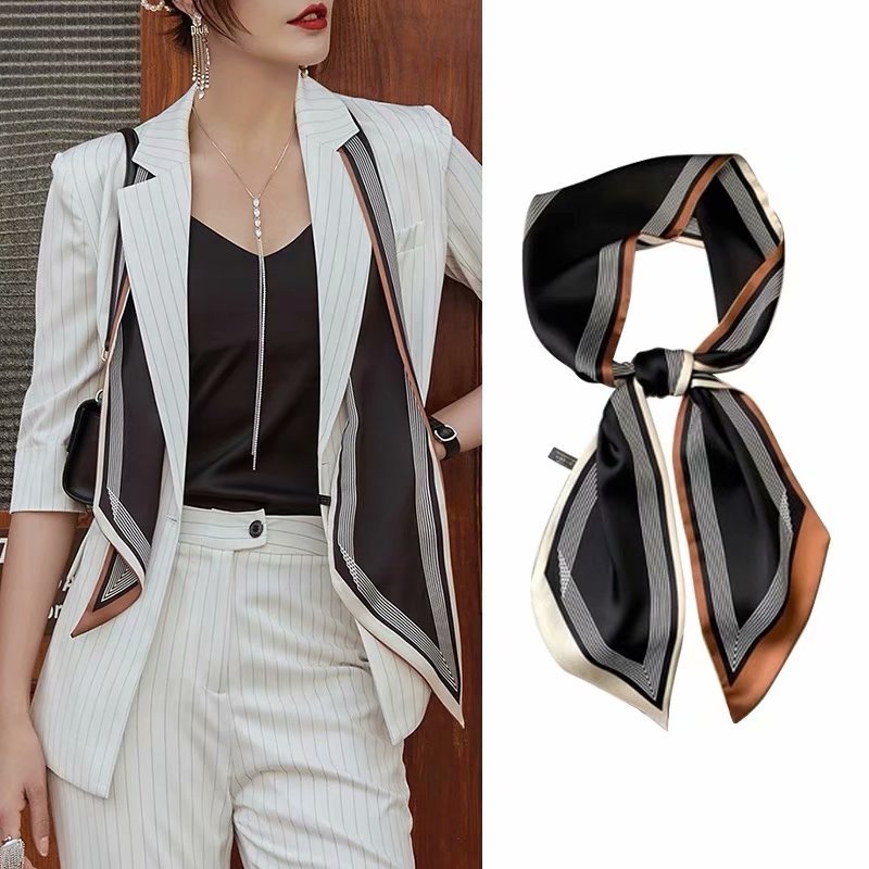 Small Long Beveled Silk Scarf Tie Scarf Head Wrap Neck Decoration Scarf Multi-functional Bundle Hair Band