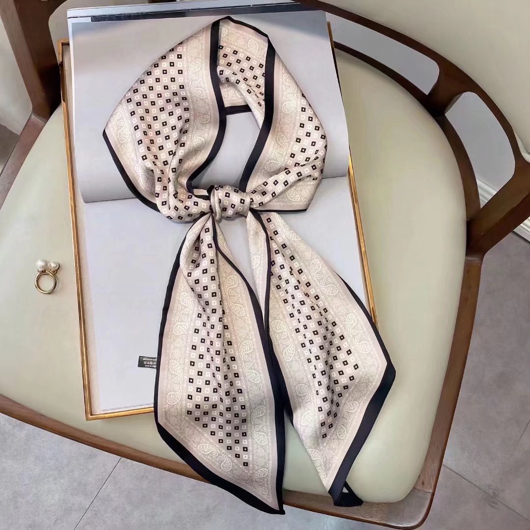 Small Long Beveled Silk Scarf Tie Scarf Head Wrap Neck Decoration Scarf Multi-functional Bundle Hair Band