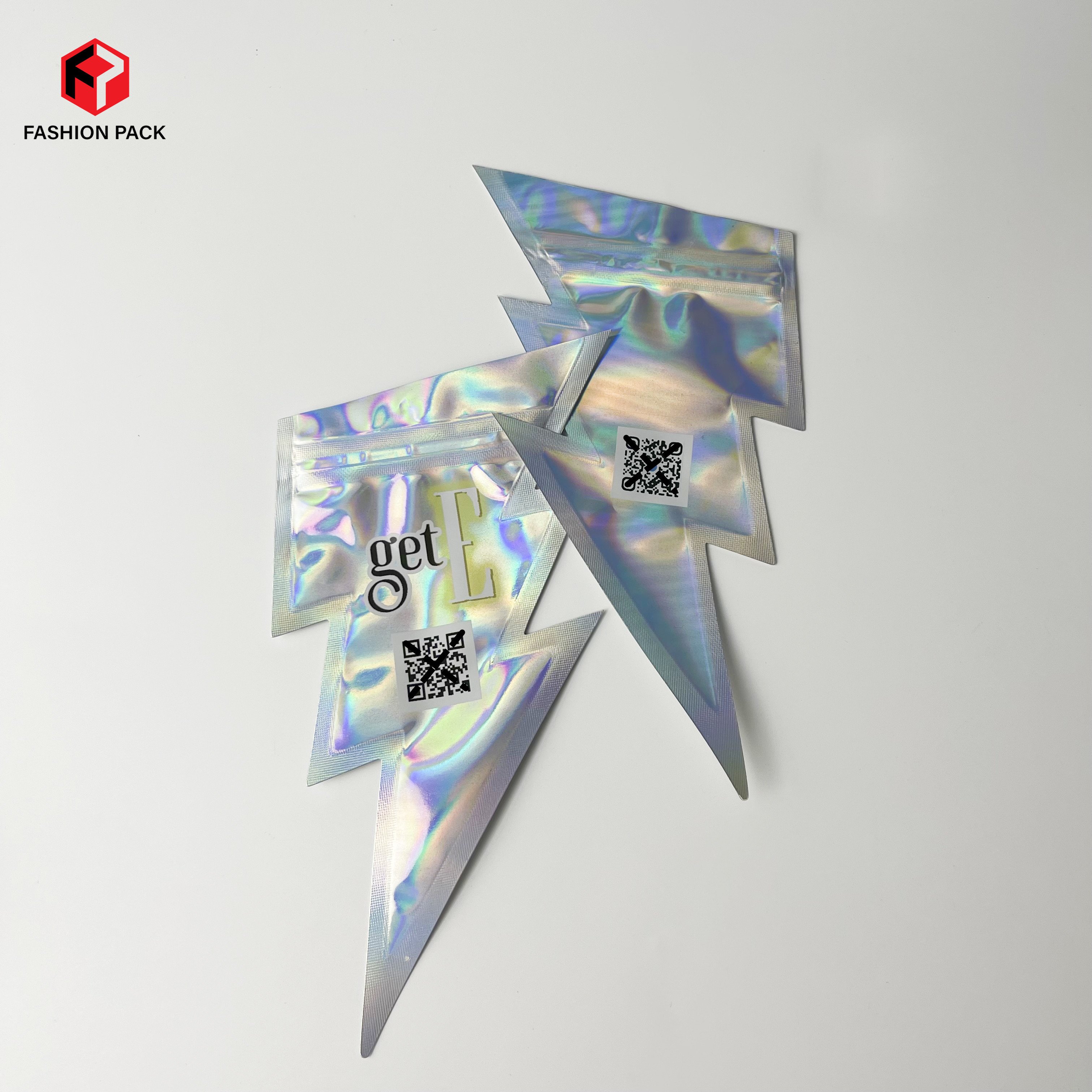 Custom printed gummies package spot UV holographic child proof special shape mylar die cut bag