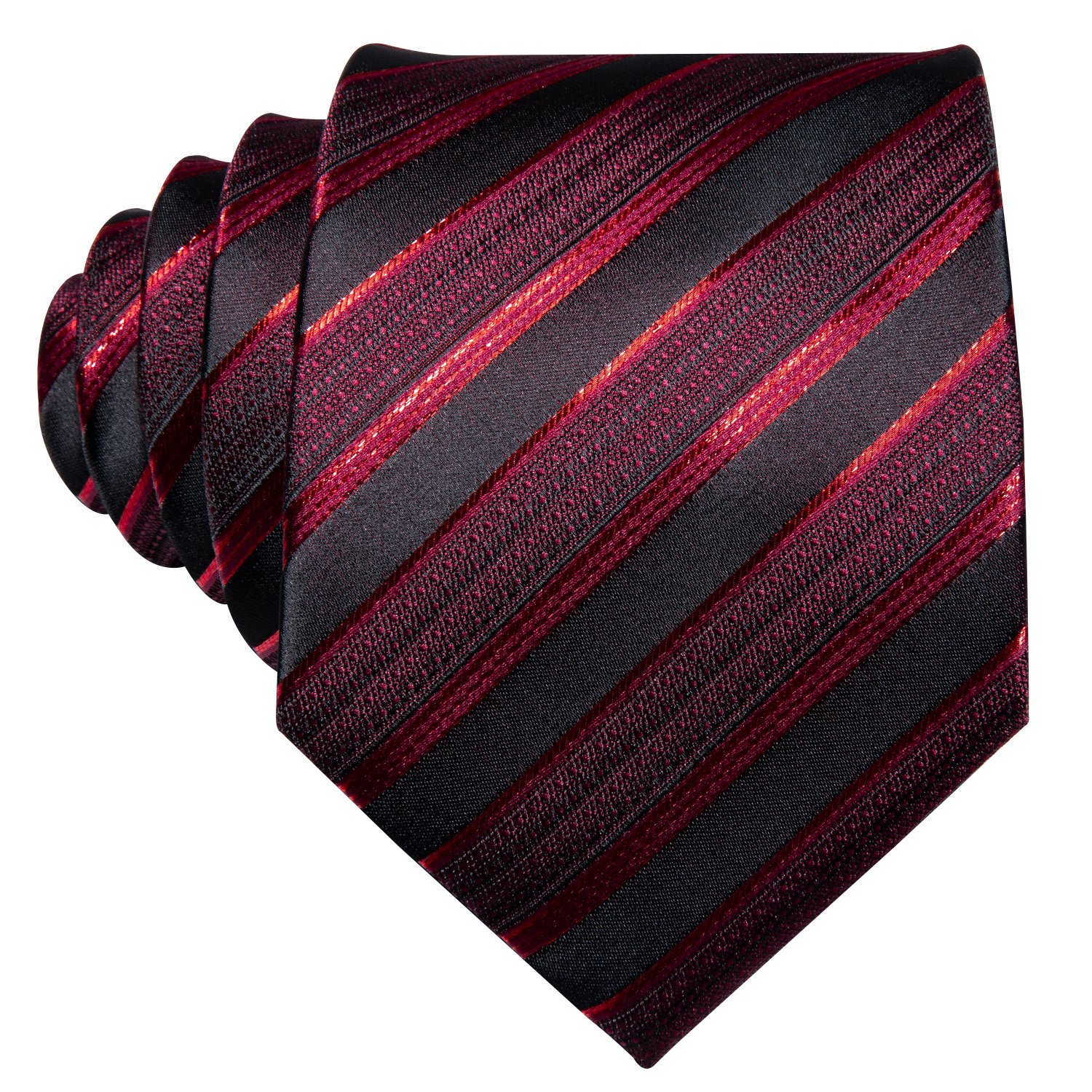 Custom Wholesale Fashion Business Wedding Necktie Luxury Shinning Red Striped Men Silk Tie Neckties Hanky Cufflinks Set
