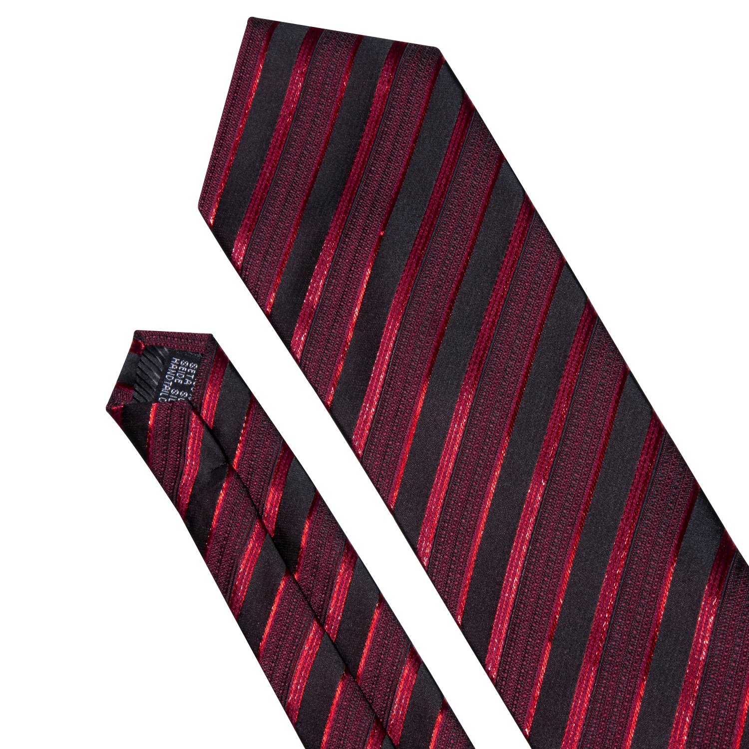 Custom Wholesale Fashion Business Wedding Necktie Luxury Shinning Red Striped Men Silk Tie Neckties Hanky Cufflinks Set