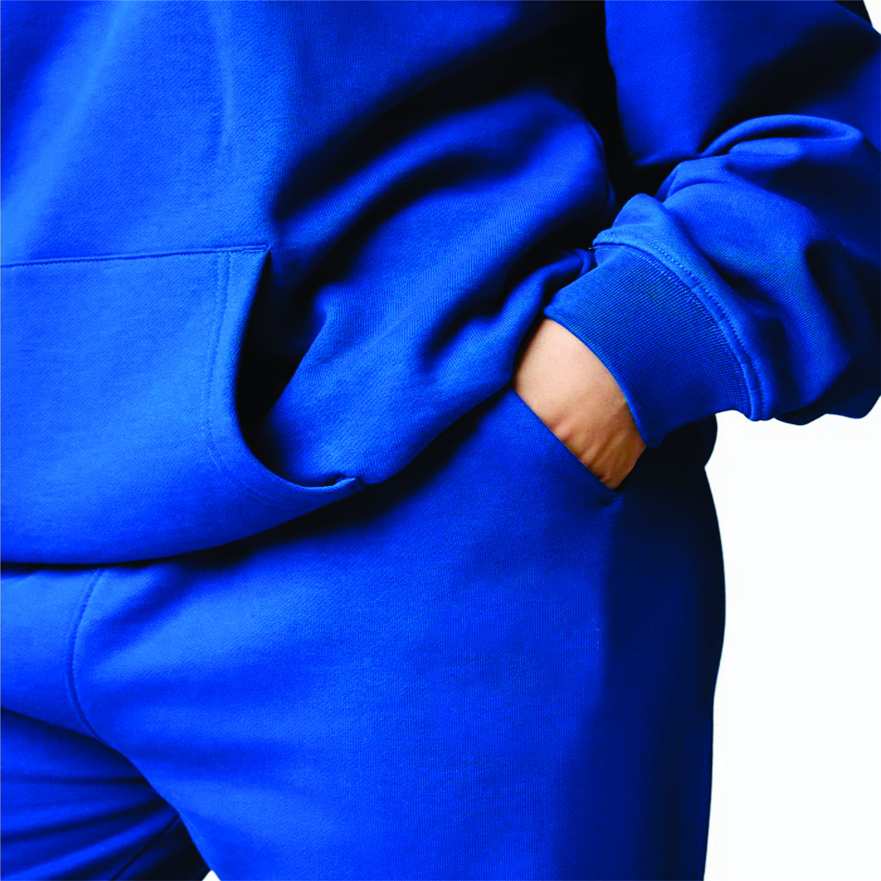 Custom Brand Logo 65% Cotton 35% Polyester Oversized Relaxed Fit Royal Blue Recharge Hood Womens Tracksuit