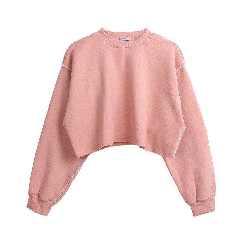 Women's Cropped Fleece Hoodie Wholesale Custom Print Logo Long Sleeves Letter Print Loose Women Crop Top Hoodie