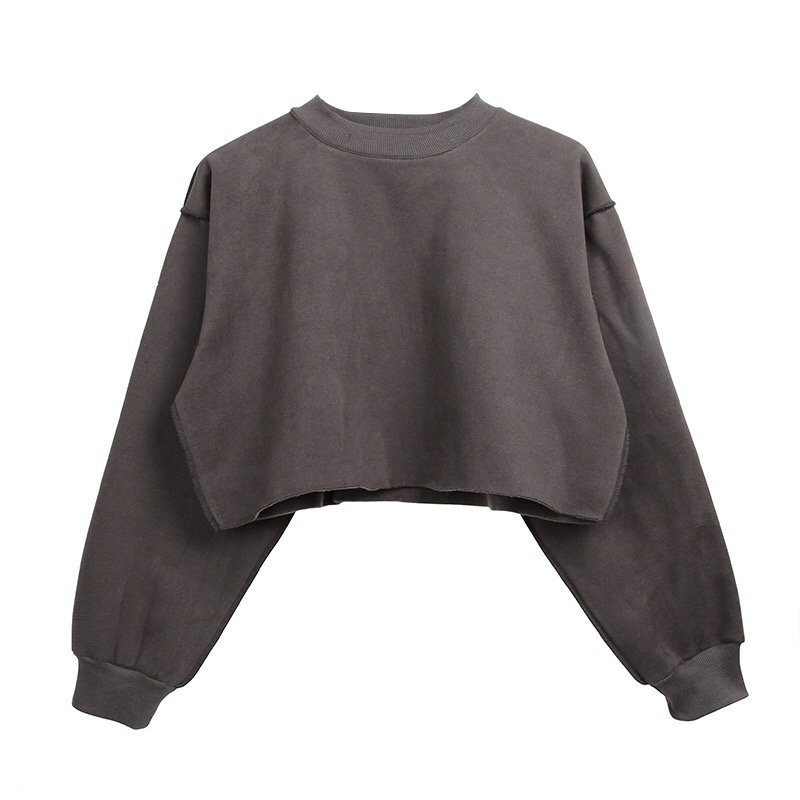 Women's Cropped Fleece Hoodie Wholesale Custom Print Logo Long Sleeves Letter Print Loose Women Crop Top Hoodie