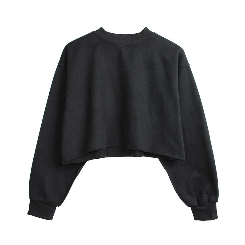 Women's Cropped Fleece Hoodie Wholesale Custom Print Logo Long Sleeves Letter Print Loose Women Crop Top Hoodie