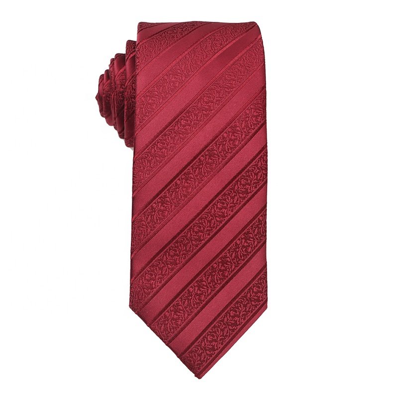 Zhejiang Factory Hot sale high quality cheap stripe tie for gentlemen 100% polyester red jacquard ties for weddings